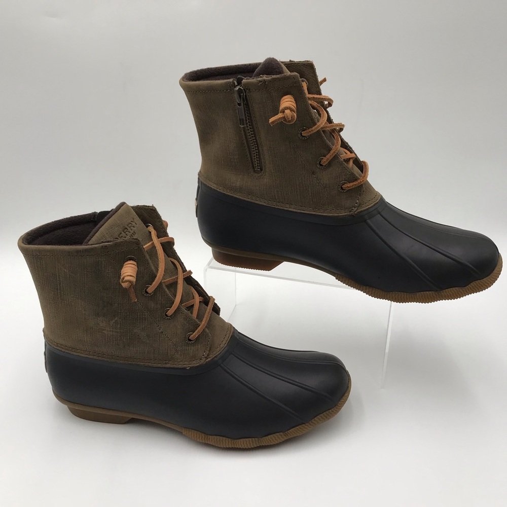 Women’s Sperry Green and Black Duck Boots